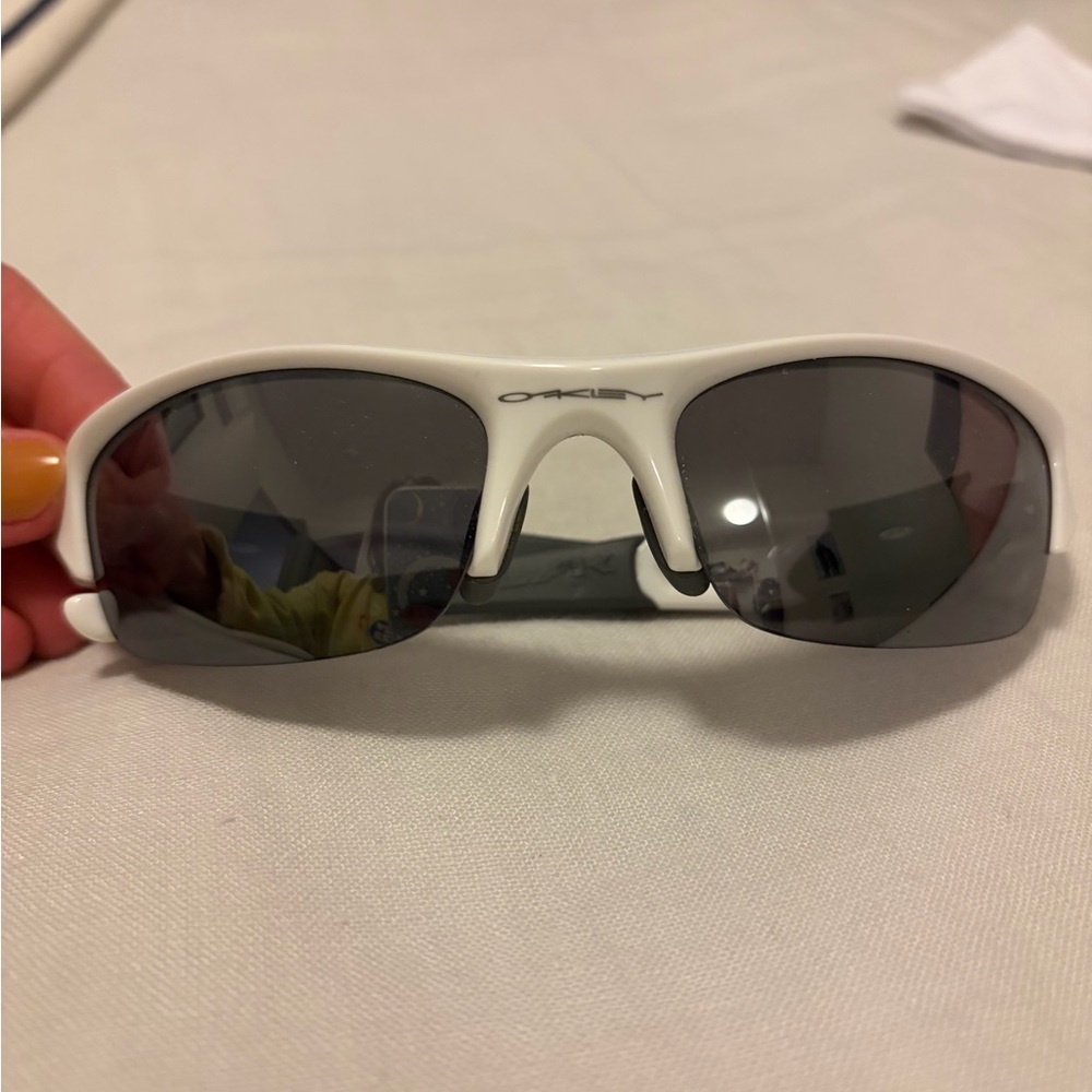 Oakley White Flak Sunglasses with Gray Lenses - OS - Picture 2 of 5